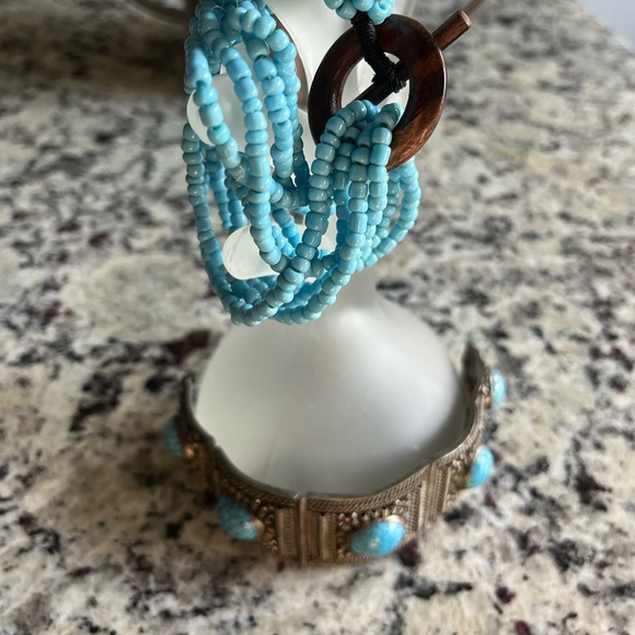 Antique Silver 925 and Blue Stone Cannetille Panel Bracelet c.1830s Cuff - Picture 14 of 14